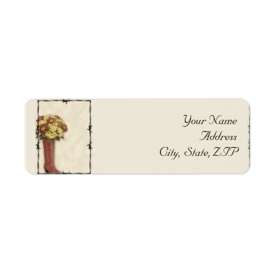 Old West Boot Bouquet Soft and Faded 3 Return Address Label