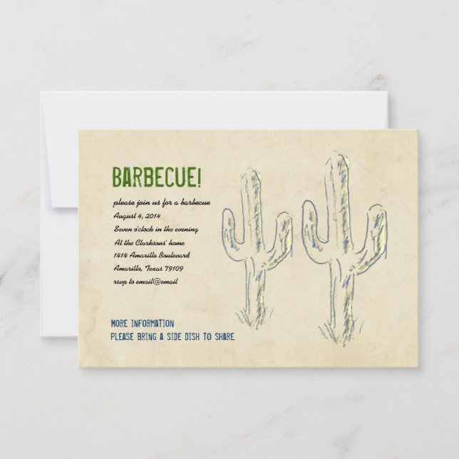 Old West Cactus Party Invitation (Front)