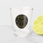 Old West Cowboy Rustic Logo Personalized Groomsmen Shot Glass<br><div class="desc">Personalized gifts for groomsmen with western cowboy theme. Decorated with cowboy hat with vintage western font. Text and colour are editable using the Design Tool to fit your occasion. Get this customize gift for wedding,  bachelor party,  engagement party or any other special occasions.</div>