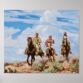Old West Cowboys Horses Vintage 1922 Poster d'art