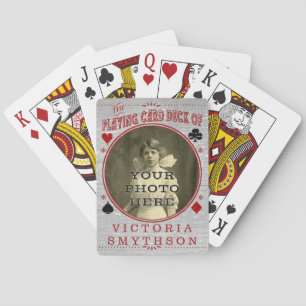 Old West Custom Photo Personalized Grey Wood Playing Cards