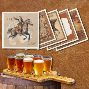 Old West Frontier Bronc Rider Cocktail Napkin
