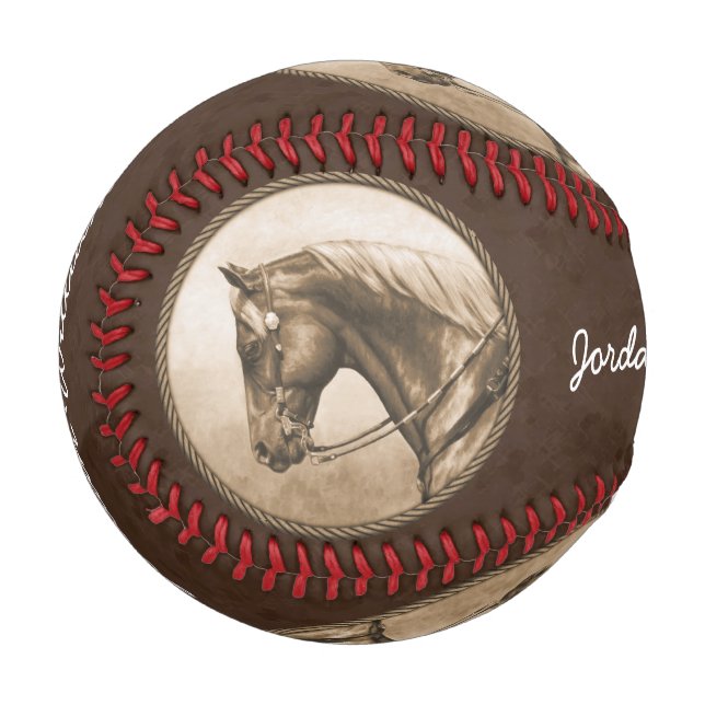 Old West Quarter Horse Sepia Brown Baseball (Front Left)