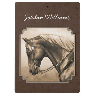 Old West Quarter Horse Sepia Brown Clipboard