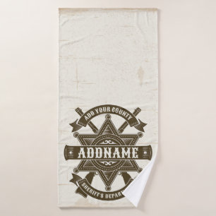 Old West Sheriff Deputy Rifles Badge Personalized Bath Towel Set
