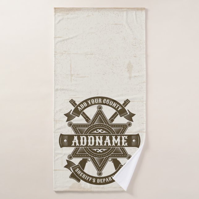 Old West Sheriff Deputy Rifles Badge Personalized Bath Towel Set (Bath Towel)