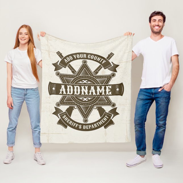 Old West Sheriff Deputy Rifles Badge Personalized Fleece Blanket (In Situ)