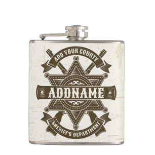 Old West Sheriff Deputy Rifles Badge Personalized Hip Flask