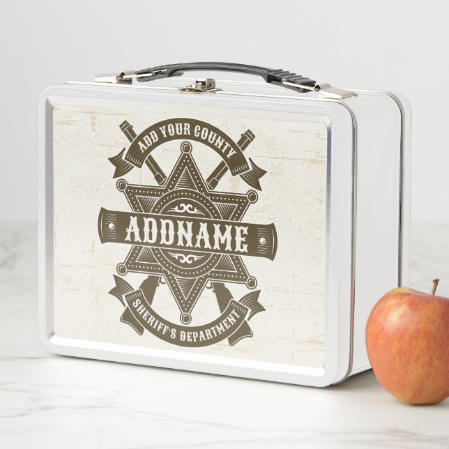 Old West Sheriff Deputy Rifles Badge Personalized Metal Lunch Box (In Situ)
