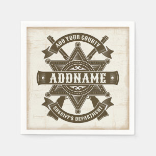 Old West Sheriff Deputy Rifles Badge Personalized Napkin