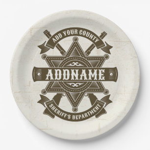 Old West Sheriff Deputy Rifles Badge Personalized Paper Plate
