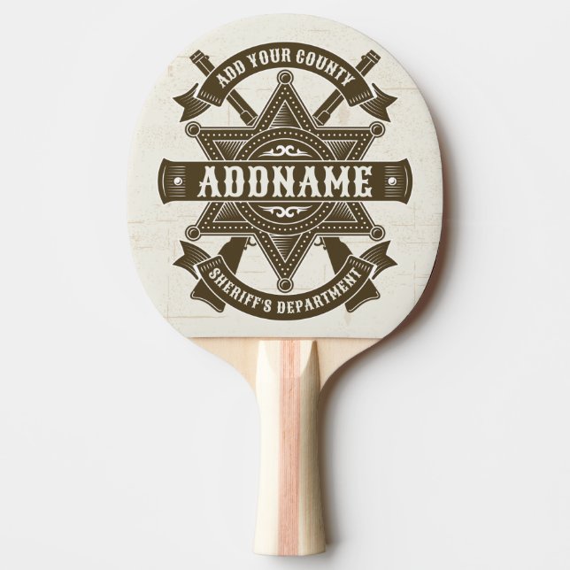 Old West Sheriff Deputy Rifles Badge Personalized Ping Pong Paddle (Front)