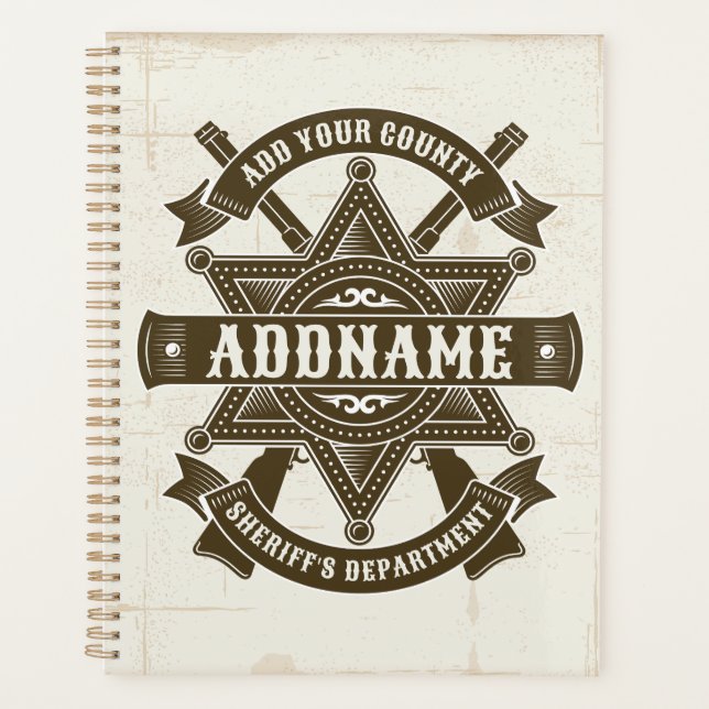 Old West Sheriff Deputy Rifles Badge Personalized Planner (Front)