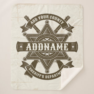 Old West Sheriff Deputy Rifles Badge Personalized Sherpa Blanket
