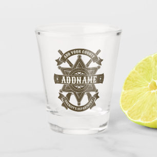 Old West Sheriff Deputy Rifles Badge Personalized Shot Glass