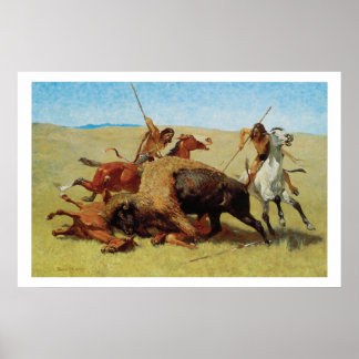 Old West The Buffalo Hunt Art Print Poster