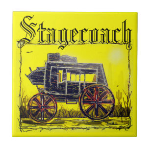 Old Western Stagecoach in Desert Tile