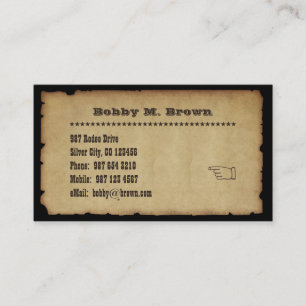 Old Western Style Business Card