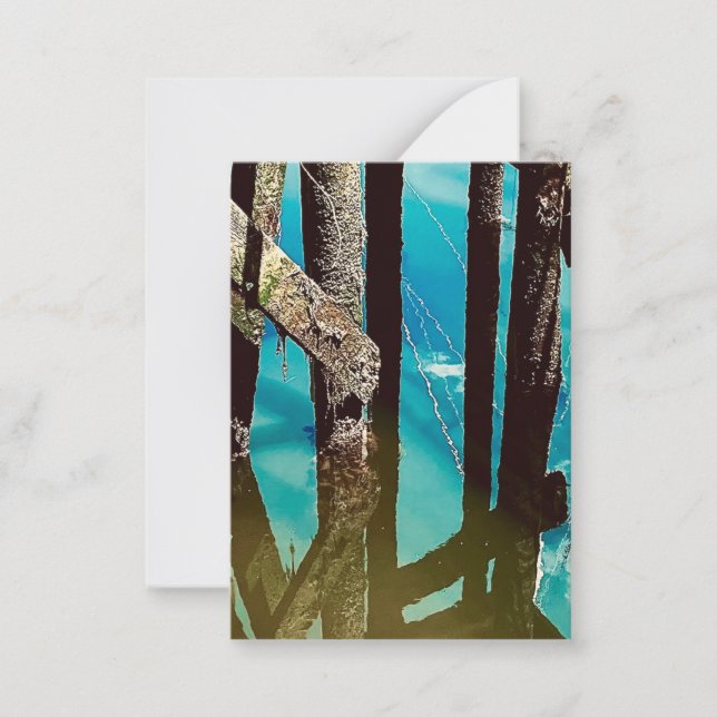 Old Wharf Pier Barnacle Beams Pilings Note Card (Front)