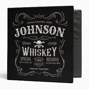 Old Whiskey Label Personalized Vintage Liquor Bar  Binder