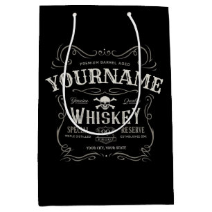 Old Whiskey Label Personalized Vintage Liquor Bar  Medium Gift Bag