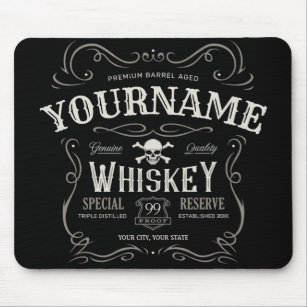 Old Whiskey Label Personalized Vintage Liquor Bar  Mouse Pad