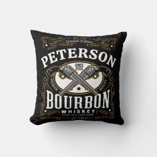 Old Whiskey Label Personalized Vintage Liquor Bar Throw Pillow