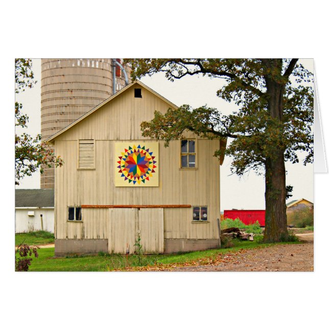Old White Barn With Rainbow Barn Quilt (Front Horizontal)