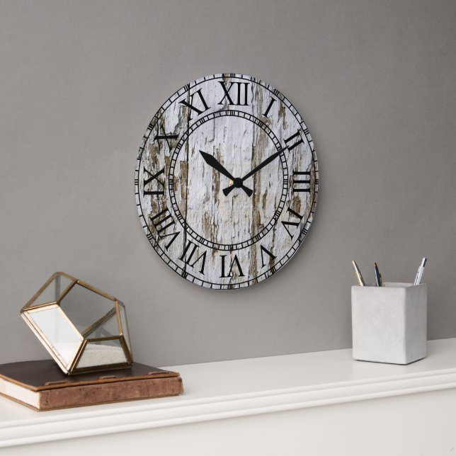 Old White Wash Barn Wood Large Clock (Office)
