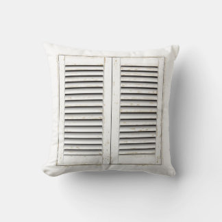 Old white window shutters throw pillow
