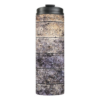Old white wooden texture background. Color stain d Thermal Tumbler