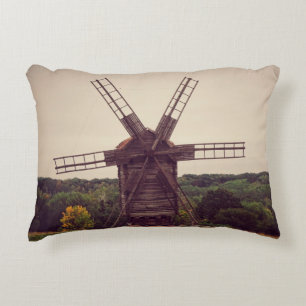 Old windmill. Autumn landscape. Ukrainearchitectur Accent Pillow