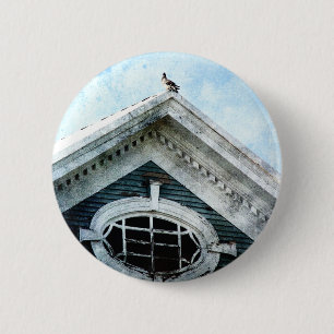 Old Window and a Pigeon 2 Inch Round Button