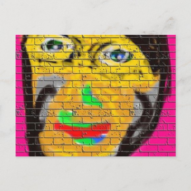 Old Wise Biker Face, Graffiti Art Postcard (Front)