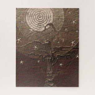 Old Withered Tree Moon & Stars Abstract B Jigsaw Puzzle
