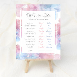 Old Wives Tales Sign Gender Reveal Party Game Printable
