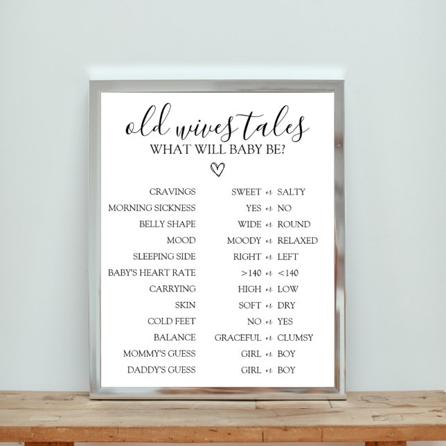 Old Wives Tales Baby Shower Game Sign (Creator Uploaded)