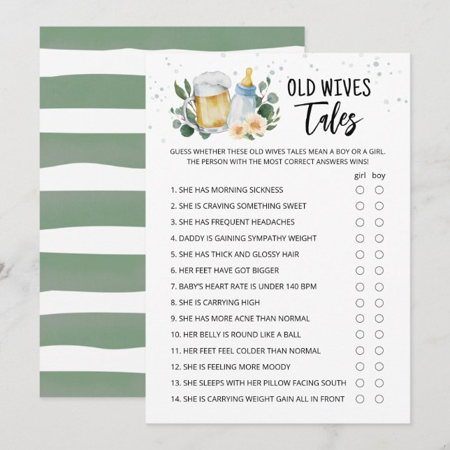 Old Wives Tales Game Greenery Baby Is Brewing card (Front/Back)