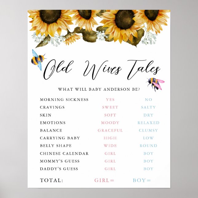Old Wives Tales Pink Blue Bumblebee Sign (Front)
