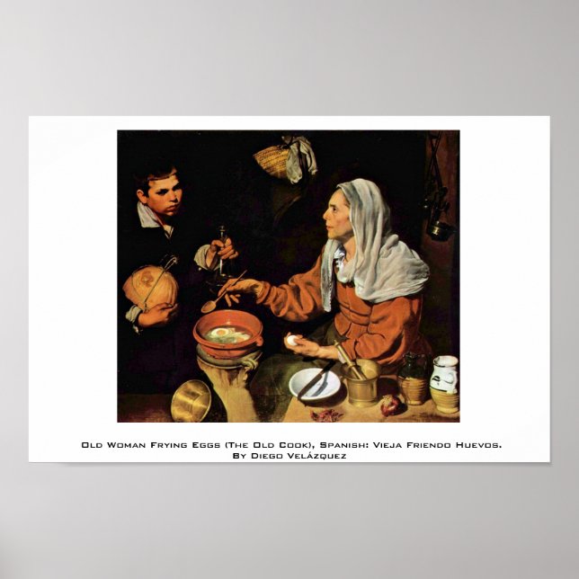 Old Woman Frying Eggs (The Old Cook) Poster (Front)