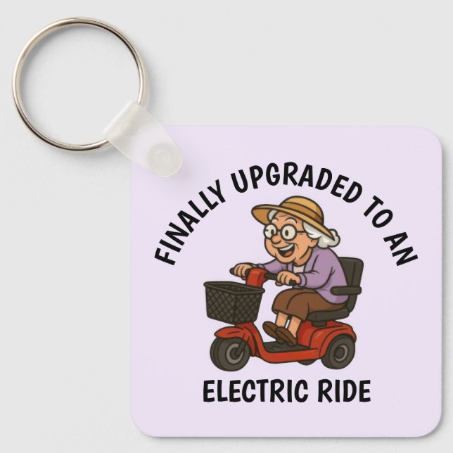 Old Woman on Scooter Keychain (Front)