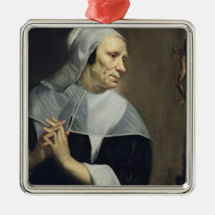 Old Woman Praying Metal Ornament