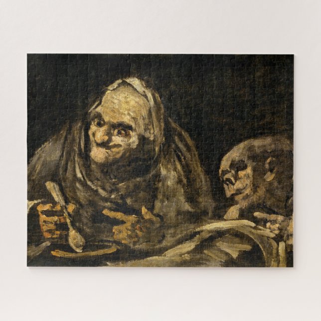 Old Woman with a Skeleton (Death) (Francisco Goya) Jigsaw Puzzle (Horizontal)
