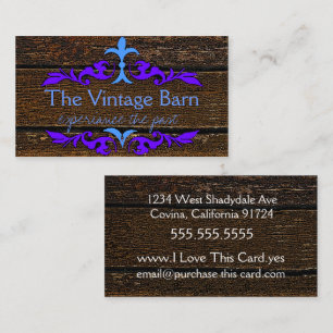 Old Wood and Blue Florish Business Card