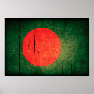 Old Wood Bangladesh Flag Poster