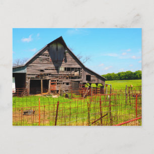 old wood barn postcard