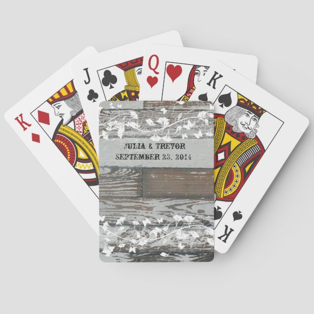 Old Wood Country White Personalized Playing Cards (Back)