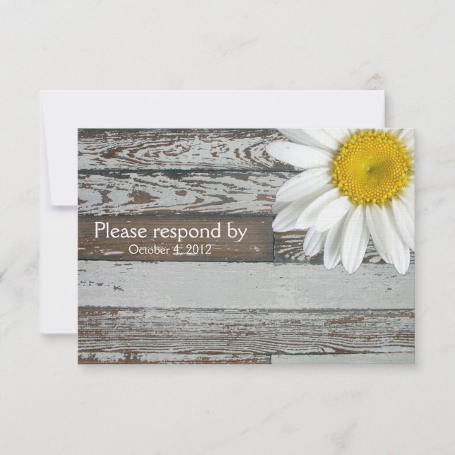 Old Wood Daisy RSVP avec enveloppe (Devant)