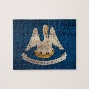Old Wood Louisiana Flag; Jigsaw Puzzle