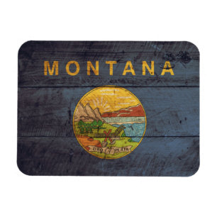Old Wood Montana Flag Magnet